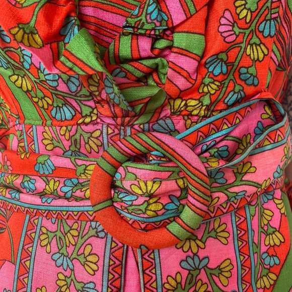 1960s Pink Green And Orange Mini Dress - Picture 3 of 4